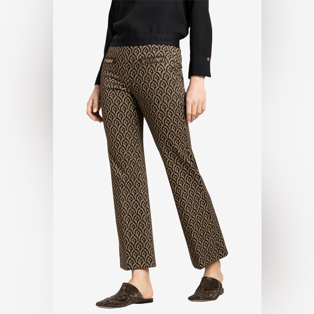 CAMBIO Faith patterned lurex trousers Patterned Black and Gold Women's Pants S2 - Picture 2 of 16